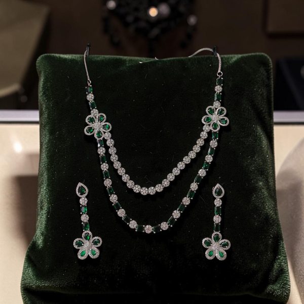 AD green necklace with earring  with ring
