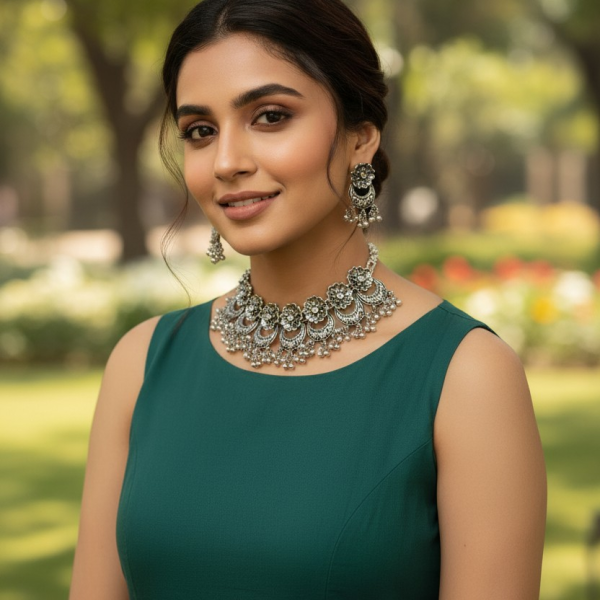 Ox necklace with earrings and maagtikka