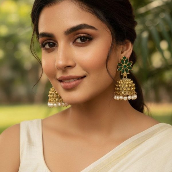 GOLDEN GREEN JHUMKI
