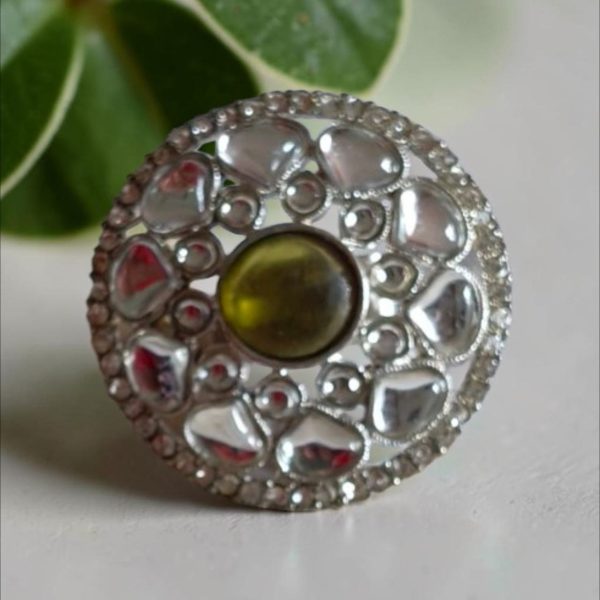 GREEN POLKI ADJUSTED RING