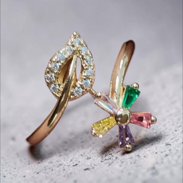 FLORAL LEAVE AD RING